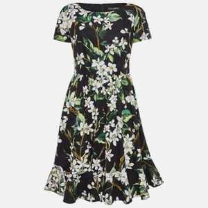 DOLCE & GABBANA Orange Blossom Short Sleeve Midi Dress IT 38 US 2 Org $1,795